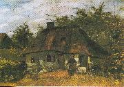 Vincent Van Gogh Farmhouse and Woman with Goat oil painting on canvas